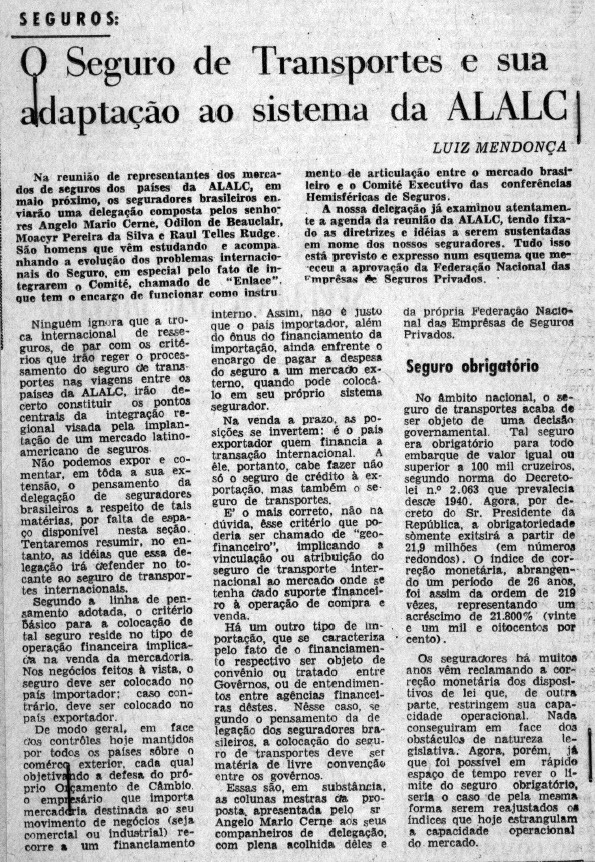 Artigo de Luiz Mendonça | O Jornal | 01 de maio de 1966.